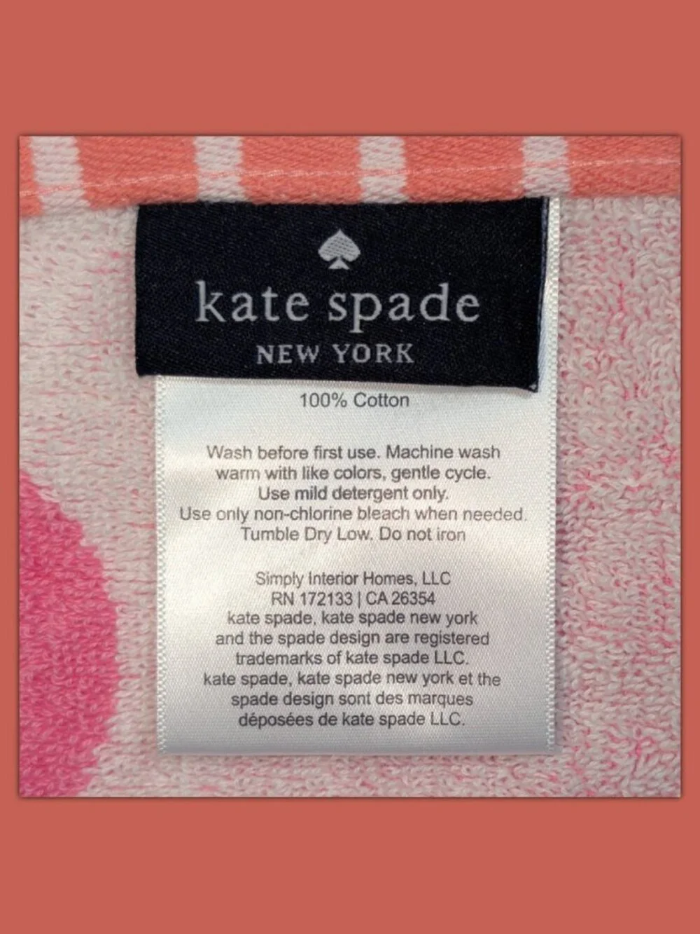 NWT Kate Spade New York Beach Towel - Polka Dot - Pink & White - 100% Cotton